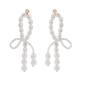 1 pair luxurious series elegant line stainless steel  gold plated artificial pearl women drop earrings h5 Picture6