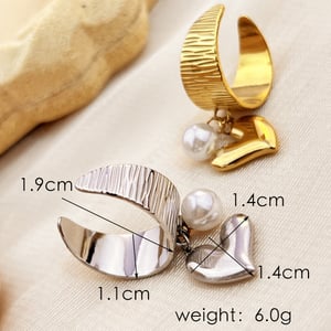 Anillo ajustable para mujer de acero inoxidable con perla artificial y corazón retro de serie simple de 1 pieza h5 Imagen6