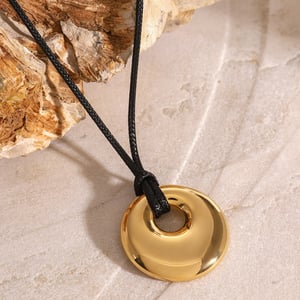 1 piece simple series simple solid color stainless steel  gold plated women pendant necklaces h5 Picture3