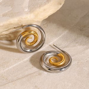 1 pair simple series  thread stainless steel  gold plated women stud earrings h5 Picture3