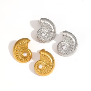 1 pair simple series simple turtle  gold plated artificial pearl stud earrings h5 Picture6