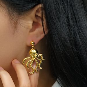 1 pair classic turtle stainless steel  gold plated women drop earrings h5 Picture4