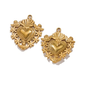 1 Piece Luxury Series Magnificent Heart Stainless Steel Gold Color Women's Pendants h5 Picture5