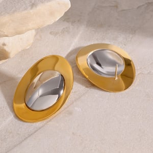 1 pair simple series casual geometric stainless steel  gold plated women stud earrings h5 Picture4