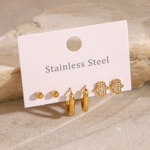 1 paio di orecchini da donna semplici, geometrici e casual, in acciaio inossidabile placcato oro  h5 Immagine3