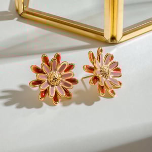 1 paar luxuriöse serie  style daisy edelstahl gold farbe damen ohrstecker h5 Bild5