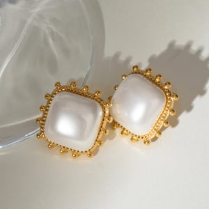 1 paar eenvoudige serie retro geometrische roestvrij staal  vergulde dames oorbellen h5 Afbeelding4