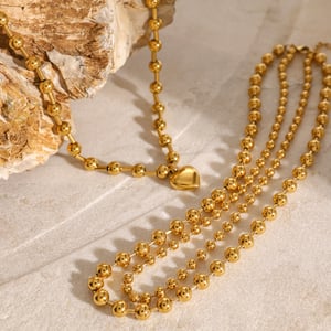 1 piece simple series simple heart stainless steel  gold plated women beaded necklaces h5 Picture5