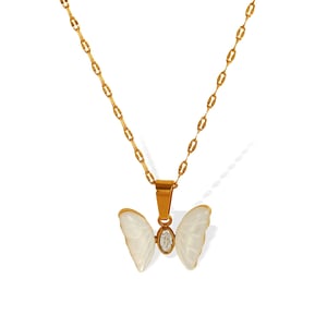 1 piece simple series sweet animal titanium steel  gold plated zircon women pendant necklaces h5 Picture6