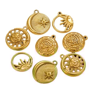 1 pair simple series retro sun/moon  gold plated women pendants h5 Picture6