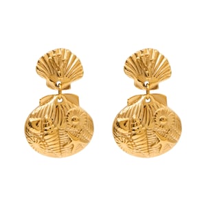 1 pair classic series retro turtle stainless steel  gold plated women drop earrings h5 Picture4