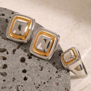 1 Paar Simple Series Einfache viereckige Ohrstecker aus Edelstahl 18 Karat vergoldet für Damen h5 Bild4