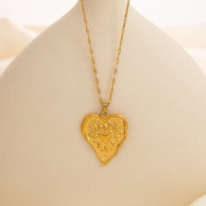 1 piece classic series elegant heart stainless steel  gold color plated women's pendant necklaces h5 Picture4