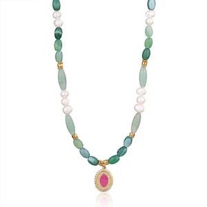 1 Piece Sophisticated Series Elegant Eye Stainless Steel Gold Color Green Crystal Women's Beaded Necklaces h5 Picture8