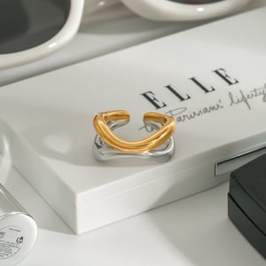 1 Piece Designable Series Chic Annular Stainless Steel Gold Color Women's Adjustable Rings h5 Picture4