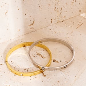 1 Stück Klassische Serie Einfache Geometrische Edelstahl Gold Farbe Damen Armreifen h5 Bild6