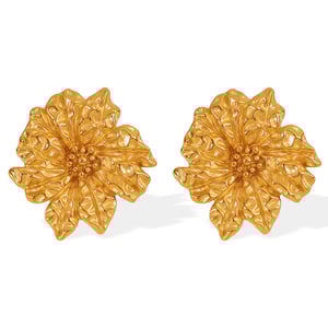 1 pair romantic series retro flower stainless steel  gold plated women stud earrings h5 Picture4
