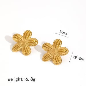 1 Pair Gorgeous Series Chic Sun Flower Stainless Steel Gold Color Women's Stud Earrings h5 Picture6