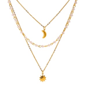 1 stück luxuriöse serie  style star edelstahl gold farbe damen layered halsketten h5 Bild7