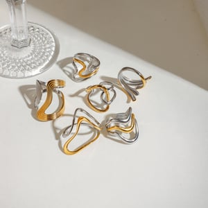 1 Piece Designable Series Personality Line Stainless Steel Gold & Silver Color Women's Adjustable Rings h5 Picture5