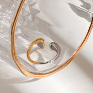 1 Piece Concise Series Mixed Color Stainless Steel Gold &Silever Color Women's Single Rings h5 Picture6