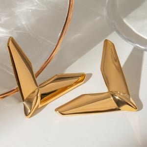 1 pair simple series simple geometric stainless steel  gold plated women stud earrings h5 Picture3