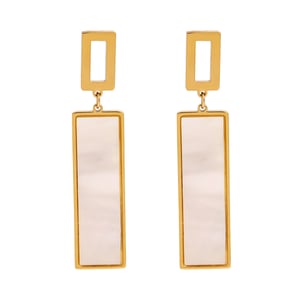 1 pair simple series classic geometric artificial pearl  gold plated shell women drop earrings h5 Picture6