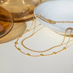 accessoires neue europäische und amerikanische nischenmode allgleiches 18 karat gold edelstahl doppelschicht runde perlenkette fußkettchen schmuck weiblich h5 Bild5