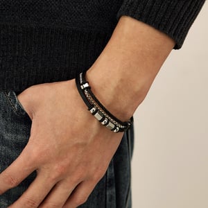 Pulseras de acero inoxidable para hombre, diseño geométrico punk, serie simple, 1 pieza h5 Imagen8