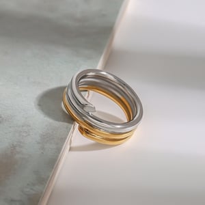 1 Stück Simple Series Einfache Mischfarben Edelstahl Goldfarben Damen Einzelringe h5 Bild4