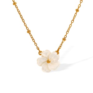 1 Piece Classic Series Elegant Flower Titanium Steel   Gold Color  Women's Pendant Necklaces h5 Picture6