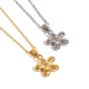 1 piece simple series sweet flower stainless steel  gold plated women pendant necklaces h5 Picture5