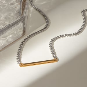 1 Stück Simple Series Einfache geometrische Edelstahl 18 Karat vergoldet Damen Kettenhalsketten h5 Bild3