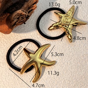 1 piece classic style all-match  beach starfish stainless steel gold color women's hair bobbles h5 Picture5