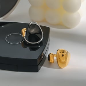1 Piece Simple Series Irregular Oval Shape Stainless Steel Gold Color Women's Single Rings h5 Picture11
