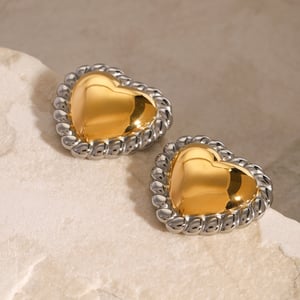 1 Paar Simple Series Elegante Herz-Ohrstecker aus Edelstahl mit 18 Karat Vergoldung für Damen h5 Bild4