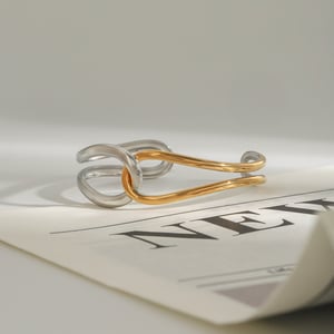 1 Piece Minimalist Series Designable Overlap Line Stainless Steel Gold Color Women's Bangles h5 Picture7