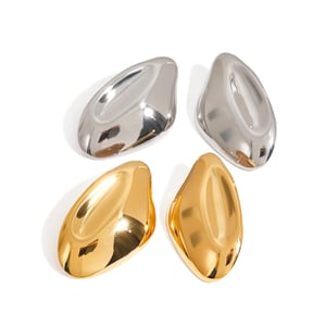 1 Pair Commute Series Fashionable Irregular Oval Shape Stainless Steel Gold Color Women's Stud Earrings h5 Picture10