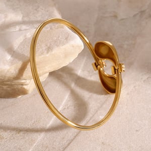 1 piece simple series simple droplet stainless steel  gold plated rhinestone women bangles h5 Picture5
