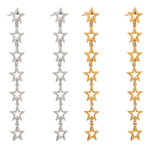1 Pair Stainless Steel Gold Color Stars Dangle Earrings h5 Picture5