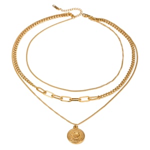 1 piece simple series classic engraved stainless steel  gold plated women layered necklaces h5 Picture5