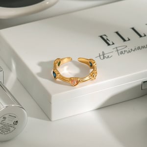 1 Piece Polychrome Series Fascinating Heart Shape Stainless Steel Gold Color Women's Single Rings h5 Picture6