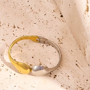 1 Piece Modern Series Subtle Droplet Shape Stainless Steel Gold Color Women's Bangles h5 Picture9