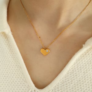 1 piece simple series retro heart stainless steel  gold plated zircon women pendant necklaces h5 Picture4