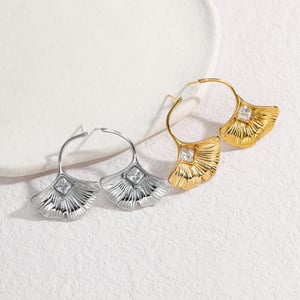 1 Paar romantische Serie Retro Pflanze Edelstahl 14 Karat vergoldet Zirkon Damen Ohrstecker h5 Bild4