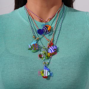 1 Piece Polychrome Series Vacation Tropical Fish Shape Glass Women's Pendant Necklaces h5 Picture4