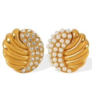 1 pair luxurious series retro geometric stainless steel  gold plated rhinestone women stud earrings h5 Picture6