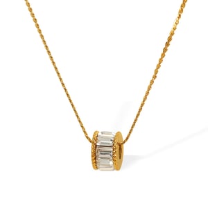 1 Stück Simple Series Klassische geometrische Edelstahl Gold Farbe Zirkon Damen Anhänger Halsketten h5 Bild7