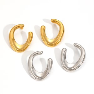 1 Pair Minimalist Style Irregular U Shape Stainless Steel Gold Color Women's Stud Earrings h5 Picture4