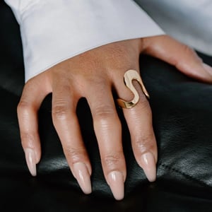 1 Piece Minimalist Series Irregular Line Shape Stainless Steel Gold Color Women's Single Rings h5 Picture7